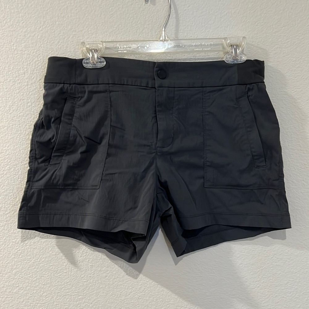 Dark olive gray Athleta hiking shorts